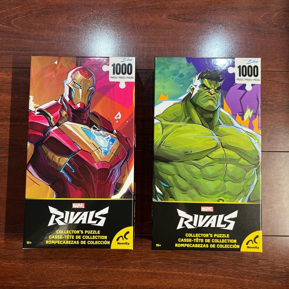 2 1000 Piece Puzzles Marvel Rivals Iron Man Incredible Hulk Collectors Sealed